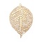 Rack Plating Brass Filigree Pendants, Long-Lasting Plated, Leaf Charms, Cadmium Free & Nickel Free & Lead Free, Light Gold, 42.5x29x0.3mm, Hole: 1mm