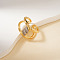 Brass Micro Pave Cubic Zirconia Cuff Rings for Women, Twist, Golden, 14mm, Inner Diameter: 17mm