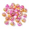 Two Tone Glass European Beads, Large Hole Beads, with Silver Tone Brass Double Cores, Rondelle, Violet, 15x11mm, Hole: 5mm