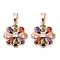 Brass Micro Pave Cubic Zirconia Pendants, Long-Lasting Plated, Rose Gold, Flower Charm, Colorful, 16.5x14x3.7mm, Hole: 4.5x2.8mm