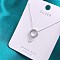 Rhodium Plated 925 Sterling Silver Pendant Necklaces, with Cubic Zirconia, Circle with Crown, Clear, Platinum, 17.32 inch(44cm)