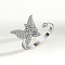 Brass Micro Pave Cubic Zirconia Rotating Cuff Rings for Women, for Calming Worry Meditation, Platinum, Butterfly, Inner Diameter: 15~20mm