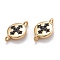 Brass Micro Pave Clear Cubic Zirconia Beads Links Connectors, Long-Lasting Plated, Flat Round with Cross, Real 18K Gold Plated, 13x8x3mm, Hole: 1.4mm