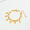 Adjustable Brass Ancient Coin Link Bracelets, Heart Charm Bracelets for Women, Real 18K Gold Plated, Inner Diameter: 7-1/8 inch(18cm)