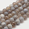 Natural Striped Agate/Banded Agate Bead Strands, Round, Grade A, Grey, 10mm, Hole: 1mm, about 37~38pcs/strand, 14.5 inch