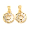 Brass Micro Pave Clear Cubic Zirconia Pendants, Cadmium Free & Nickel Free & Lead Free, with Shell, Flat Round, Real 18K Gold Plated, 13x10x2mm, Hole: 4x2mm