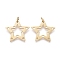 Ion Plating(IP) 304 Stainless Steel Pendants, Laser Cut, with Jump Ring, Star, Golden, 17x18x0.8mm, Jump Ring: 4.3x0.7mm, 2mm Inner Diameter