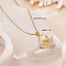 Brass Crystal Rhinestone & Resin Butterfly Moon Pendant Necklaces for Women, Golden, Light Green, 15.75 inch(40cm)
