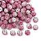 Two-Tone Color Handmade Polymer Clay Disco Ball Beads, with Glass Rhinestone, Fuchsia, 9~10mm, Hole: 2mm