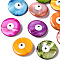 Natural Freshwater Shell Beads, with Enamel, Double-Faced, Flat Round with Evil Eye, Dyed, Mixed Color, 24~25x5~6mm, Hole: 0.9mm
