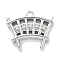 Brass Micro Pave Cubic Zirconia Charms, Cadmium Free & Nickel Free & Lead Free, Net, Real Platinum Plated, 13.5x15x3.5mm, Hole: 1.4mm