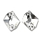 Irregular Rhombus Sew on Rhinestone, 2 Hole Links, Flat Back & Back Plated, Garment Accessories, Crystal, 17~17.5x13~14x4.5~5mm, Hole: 1mm, 28pcs/board