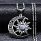 Gothic Moon Sun 201 Stainless Steel Pave Natural Labradorite Pendant Necklaces for Women, Stainless Steel Color, 19.69 inch(50cm)