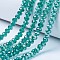 Electroplate Glass Beads Strands, AB Color Plated, Faceted, Rondelle, Dark Cyan, 2.9~3.3x2mm, Hole: 0.8mm, about 144~150pcs/strand, 35~37cm