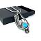 Vintage Punk Stainless Steel Pave Synthetic Turquoise Eagle Pendant Necklaces, Stainless Steel Color