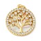 Brass Micro Pave Cubic Zirconia Pendants, with Shell, Rack Plating, Long-Lasting Plated, Lead Free & Cadmium Free, Real 18K Gold Plated, with Jump Ring, Tree, 19.5x17x3mm, Hole: 2.5mm