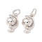 Brass Pendants, with Jump Rings, Cadmium Free & Lead Free, Long-Lasting Plated, Tellurion, Platinum, 11x7.5x5mm, Hole: 3mm