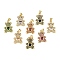 Brass Micro Pave Cubic Zirconia Pendants, Cadmium Free & Nickel Free & Lead Free, with Glass, Real 18K Gold Plated, Bear Charms, Mixed Color, 21x14.5x3.5mm, Hole: 4.5x3mm