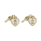 Brass Pave Natural Shell Heart Lock Charms, Clear Cubic Zirconia Key Charms with Jump Rings, Real 18K Gold Plated, 12mm, Hole: 3mm