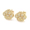 Brass Micro Pave Cubic Zirconia Stud Earrings, Paw Print with Word, Real 18K Gold Plated, 10.5x12.5mm