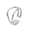 304 Stainless Steel Cuff Rings, Stainless Steel Color, Adjustable, 10mm
