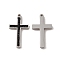 201 Stainless Steel Pendants, Jet Rhinestone Cross Charms, Stainless Steel Color, 21x11.5x2mm, Hole: 1mm