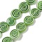 Handmade Lampwork Beads Strands, Flat Round with Vortex, Lime Green, 10~11x4mm, Hole: 0.7mm, about 38pcs/strand, 14.29~14.57''(36.3~37cm)