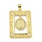 Rack Plating Brass Micro Pave Clear Cubic Zirconia Pendants, Cadmium Free & Lead Free, Rectangle with Virgin Mary Charms, Real 18K Gold Plated, 33x24x2mm, Hole: 5x4mm