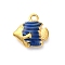 304 Stainless Steel Enamel Pendants, Ion Plating(IP), Real 18K Gold Plated, Fish, Blue, 12.5x12x4mm, Hole: 1.2mm