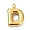 Ion Plating(IP) 304 Stainless Steel Pendants, Letter Charm, Real 18K Gold Plated, Letter D, 20x13.5x4mm, Hole: 1.6mm