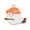 Halloween Alloy Enamel Pendants, Light Gold, Ghost Charm, White, 23x23x1mm, Hole: 2mm