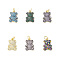 Rack Plating Brass Micro Pave Cubic Zirconia Charms, Lead Free & Cadmium Free, Bear Charm, Real 18K Gold Plated, with Jump Ring, Mixed Color, 15x10x3.5mm, Hole: 3mm