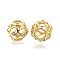 Brass Micro Pave Clear Cubic Zirconia European Beads, Rondelle, Large Hole Beads, Golden, 11.5~12x9.5mm, Hole: 4.5mm