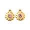 304 Stainless Steel Pendants, with Rhinestone, Flower Charms, Real 14K Gold Plated, Light Rose, 11x9x3mm, Hole: 1.5mm