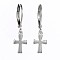 Tarnish Resistant Cross Stainless Steel Dangle Leverback Earrings, Stainless Steel Color, 26mm, Pin: 1mm