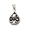 304 Stainless Steel Pendants, Spade with Skull Charm, Antique Silver, 30x21.5x5.5mm, Hole: 8.5x5mm