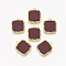 Alloy Pendants, with Plastic, Square, Light Gold, Dark Red, 20x17.5x4mm, Hole: 1.6mm