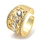 Brass Micro Pave Cubic Zirconia Open Cuff Ring, Cadmium Free & Lead Free, Oval, Real 16K Gold Plated, Inner Diameter: 17.6mm