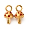 304 Stainless Steel Enamel Pendants, Golden, Mushroom, 19.5x10.5x10mm, Hole: 4.4mm