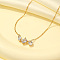 Cubic Zirconia Rectangle Pendant Necklaces, with 304 Stainless Steel Chains, Golden, 17.72 inch(45cm)