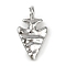 Textured Brass Pendants, Arrowhead, Long-Lasting Plated, Cadmium Free & Lead Free, Rack Plating, Platinum, 27x15x7mm, Hole: 4mm