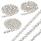 3 Strands 3 Styles Iron Rhinestone Strass Chains, Rhinestone Cup Chain, with Imitation Pearl Beaded, Horse Eye, Crystal, 4~15x7~11mm, about 0.45m/strand, 1 Strand/style