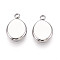 304 Stainless Steel Pendants, Oval Charm, Anti-Tarnish, Stainless Steel Color, 15x10x2.5mm, Hole: 1.8mm