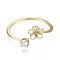 Brass Micro Cubic Zirconia Cuff Finger Ring Settings, For Half Drilled Beads, Nickel Free, Real 18K Gold Plated, Clear, 1.2~11mm, Inner Diameter: 18mm, Tray: 5mm, Pin: 0.8mm