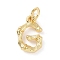 Brass Pendants, Cadmium Free & Lead Free, with Jump Ring, Golden, Letter Charms, Letter G, 12x8x2mm, Hole: 3mm
