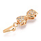 Brass Micro Pave Clear Cubic Zirconia Box Clasps, Cadmium Free & Nickel Free & Lead Free, Bowknot, Real 18K Gold Plated, 21x8x6mm, Hole: 1mm