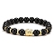 Synthetic Black Stone & Alloy Buddha Head Beaded Strech Bracelets, Inner Diameter: 2-1/8 inch(5.4~5.6cm)