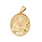 304 Stainless Steel Pendants, Oval with Saint Francis of Assisi Charm, Real 18K Gold Plated, 36x26x5.5mm, Hole: 8x4mm