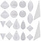 20Pcs 10 Style Brass Charms, Flat Round & Rhombus & Horse Eye & Triangle & Teardrop & Fan, 925 Sterling Silver Plated, 2pcs/style