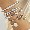 5Pcs 5 Styles Alloy Bangles, Stackable Bangle Set for Women, Platinum, Diameter: 67~71mm